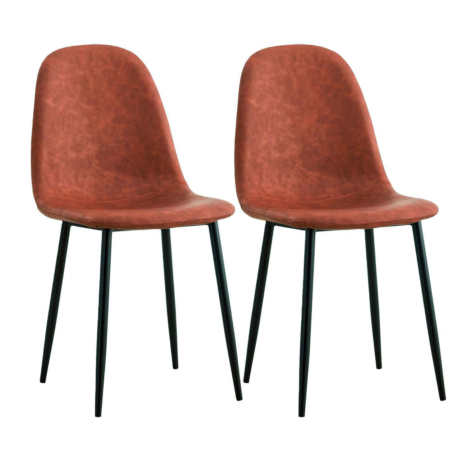 Pack 2 Sillas de Comedor de Piel Mera 56x44x87.5cm Thinia Home Sillas de Comedor de Diseño 1
